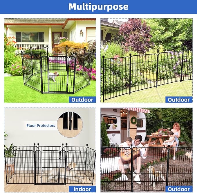 ADAVIN Metal Garden Fence with Gate, 36 in 8 Panels Heavy Duty Iron Animal - Image 4