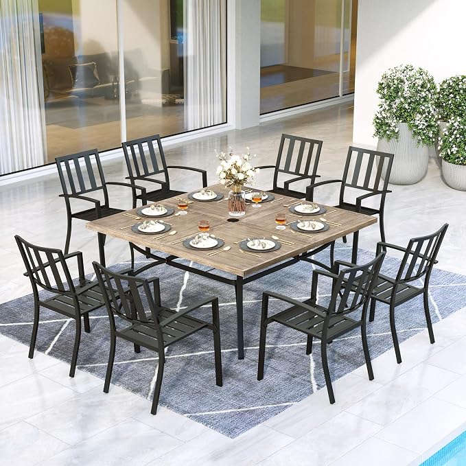 MFSTUDIO Outdoor Dining Set for 8, Patio Table and Chairs Set - Image 2