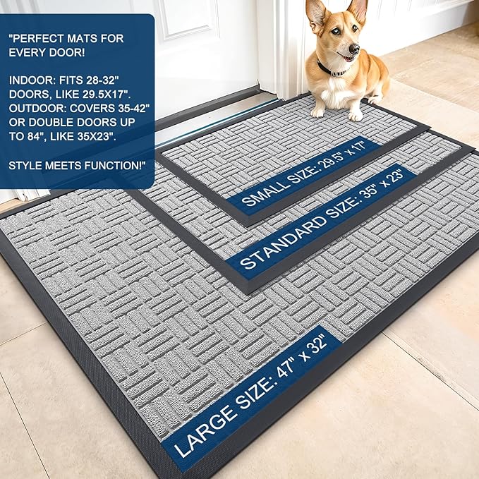 OLANLY Front Door Mat Outside Entrance 71x47, Heavy Duty Sturdy Natural Rubber - Image 2