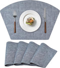 Round Table Placemats Set of 4, Faux Leather Wedge Shape Place Mats Heat by Wanlvhu