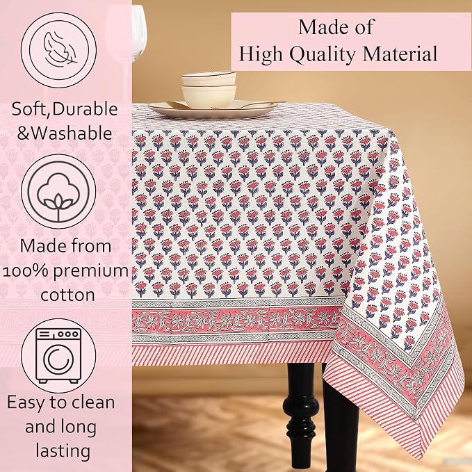 CPC Tablecloth 100% Cotton 60x60 Inch Indian Block Print Square Table Cover - Image 7