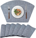 Round Table Placemats Set of 6, Faux Leather Wedge Shape Place Mats Heat by Wanlvhu