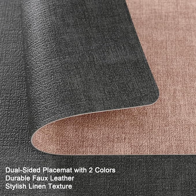 Myir JUN Placemats Dual Sided, Faux Leather Place Mats Set of 8 Indoor Placemats - Image 2