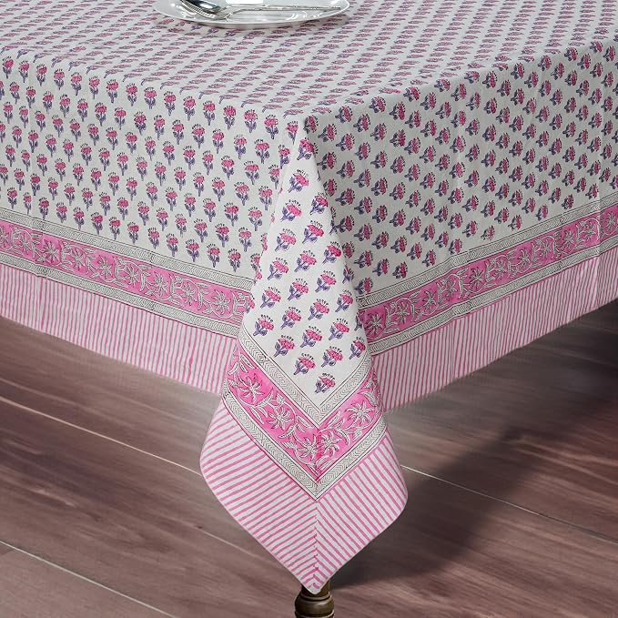 CPC Tablecloth 100% Cotton 72x190 Inch Indian Block Print Rectangle Table Cover - Image 3