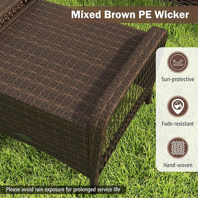 Tangkula 2 Pieces Outdoor Patio Wicker Ottomans - Image 7