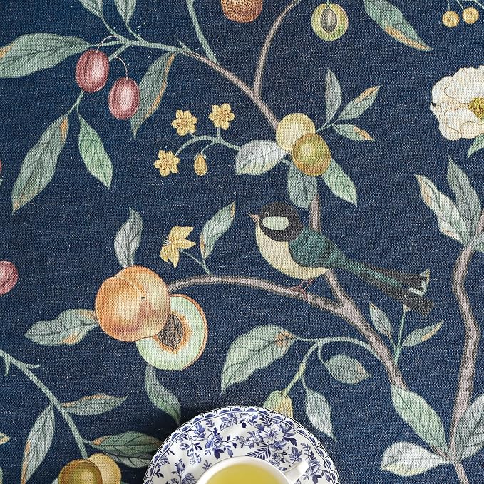 Linen Table Cloth Rectangle, Wrinkle Resistant French Blue Tablecloth Print - Image 5