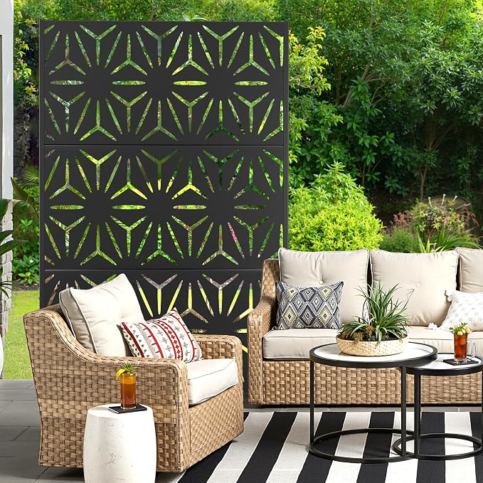 Metal Privacy Screen for Outdoor & Indoor Use, Free Standing Privacy Screen for - Image 7