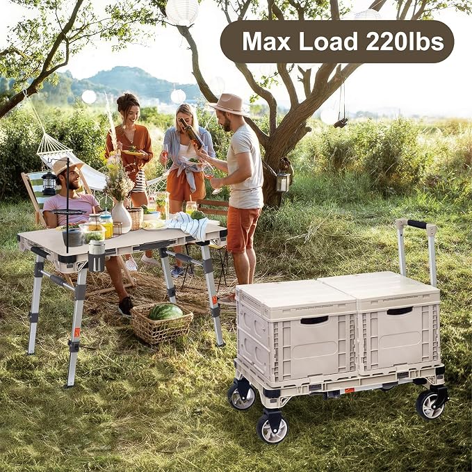 LEADALLWAY 3-in-1 Multi-Purpose Camping Table Wagon Portable Outdoor Platform - Image 5