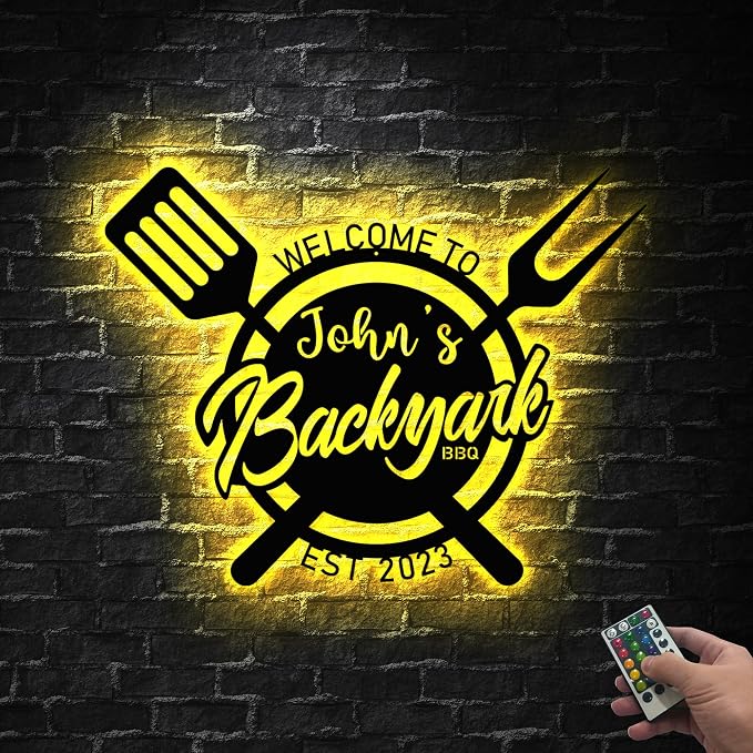 Personalized Backyard BBQ Sign by V-Decorparks