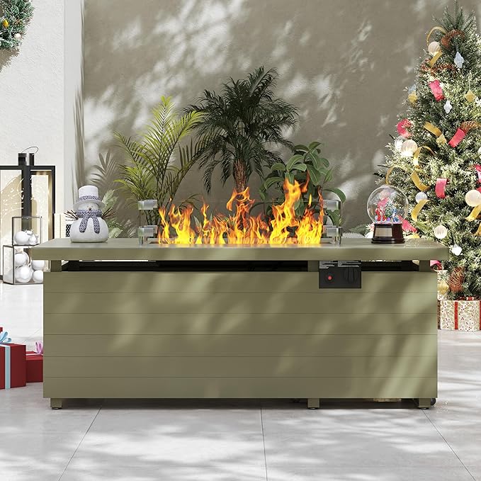 Sundale Outdoor 51 Inch Outdoor Fire Pit Table, 000BTU Rectangle Propane Fire by SundaleOutdoor