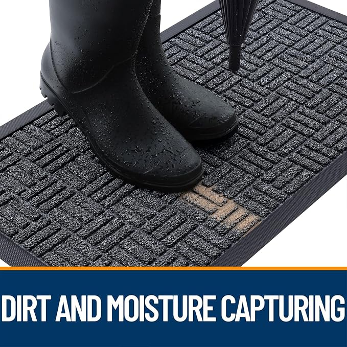OLANLY Front Door Mat Outside Entrance 35x23, Heavy Duty Sturdy Natural Rubber - Image 2