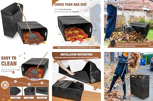 Touri 2 PCS Lawn Trash Bag Holder, Leaf Collector Holder Holds 30-42 Gallon Bags - Image 7