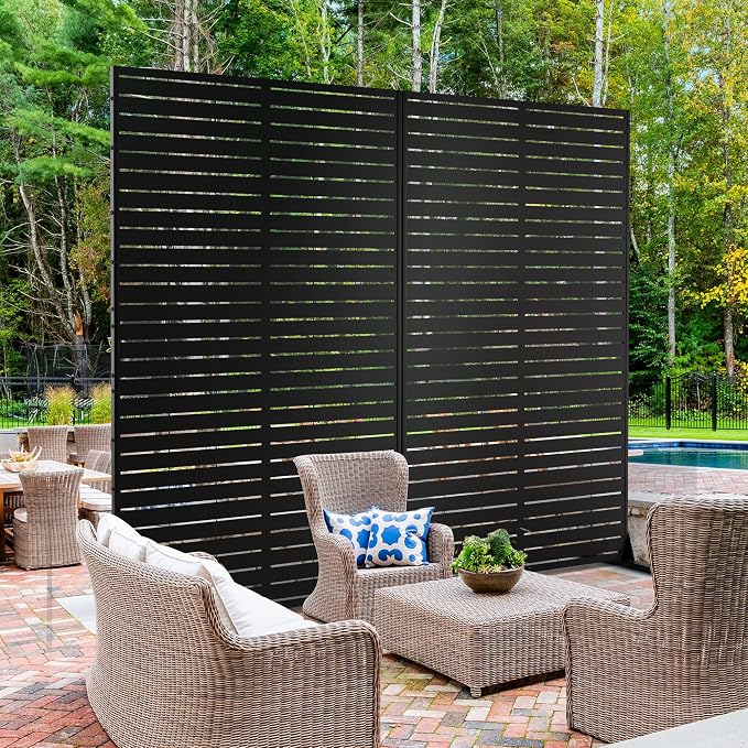 Metal Privacy Screen Outdoor 72" H×44" W, Freestanding Decorative Privacy Screen - Image 3