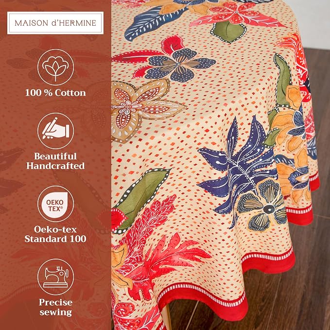 Maison d' Hermine Table Cloth Round Table 100% Cotton 69 Inches Fall Tablecloth - Image 2