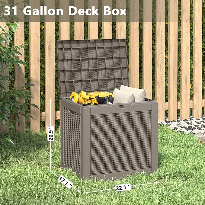 KAMABOKO 30 Gallon Outdoor Storage Box, Resin Deck Boxes Indoor and outdoor - Image 2