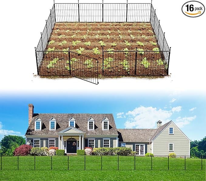 FXW Decorative Garden Fence for Yard - 20in x 29.6ft 16 Panels - Metal Fencing by FXW