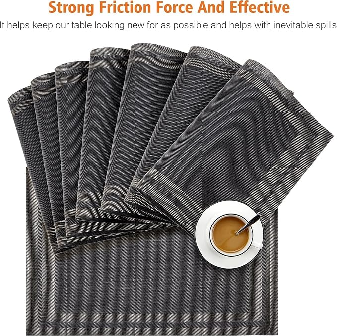 Placemats Set of 8, Vinyl Woven Non Slip Table Mats - Image 4