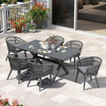 PURPLE LEAF 7 Pieces Outdoor Dining Set All-Weather PE Rattan Outdoor Patio by PURPLELEAF