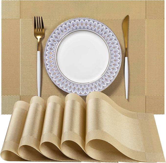 LEXMORE Placemats Set of 8 Vinyl/Plastic Woven Place Mats by lexmore