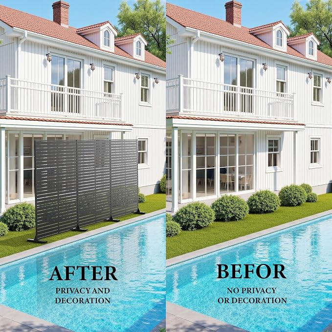 GarveeLife Metal Privacy Screen 72" h x 47" w, Outdoor Privacy Screens and - Image 7