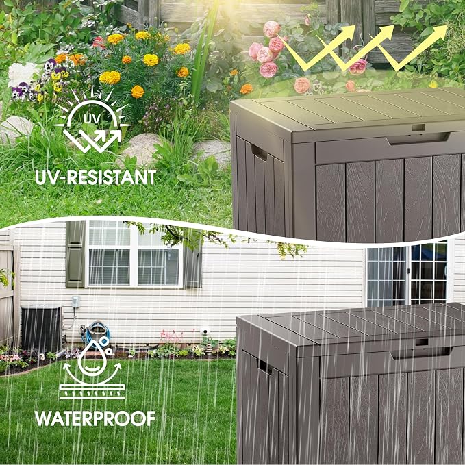 KAMABOKO 32 Gallon Outdoor Storage Box 2 Pack All-Weather Deck Box - Image 6
