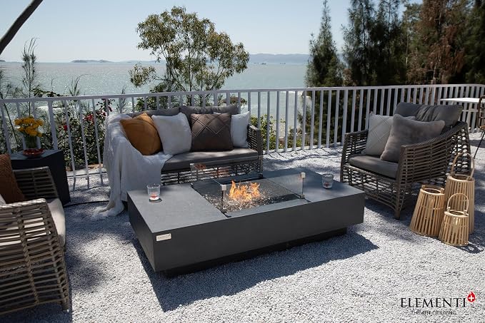 Elementi+ | Bundle Cannes Gas Fire Pit Cast Concrete 60" Rectangular Fire Table - Image 4
