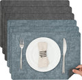 Myir JUN Dual Sided Placemats, Faux Leather Set of 6 Indoor & Outdoor Square by MyirJUN