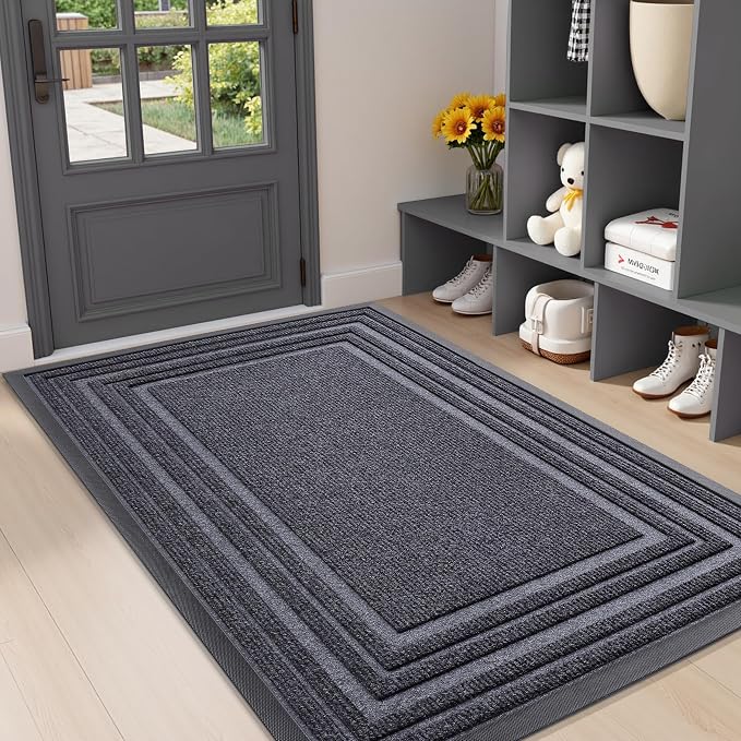 Buganda Front Door Mat Indoor Outdoor Entrance, Non-Slip Natural Rubber Doormats by Buganda