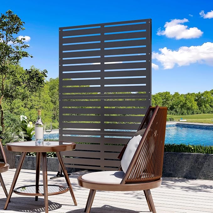 Modern Shade Metal Privacy Screen Outdoor 72" H x 48" W, Stable & Durable - Image 7