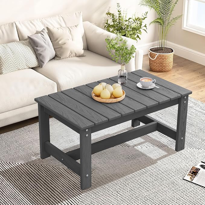 SERWALL Patio Coffee Table, HDPE Rectangle Outdoor Coffee Table Set of 2 - Image 8