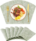 Homaxy Round Table Placemats Set of 6, Washable Wedge Shaped Faux Leather Table by Homaxy