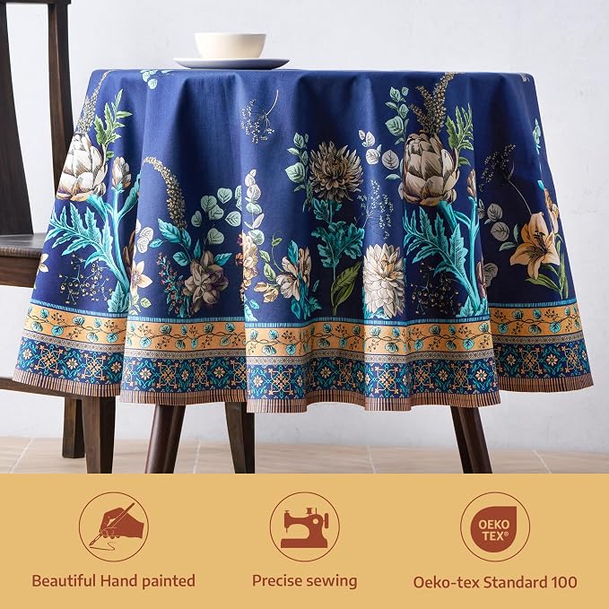 Maison d'Hermine Premium Table Cloth Round Table 100% Cotton 70 Inches - Image 2