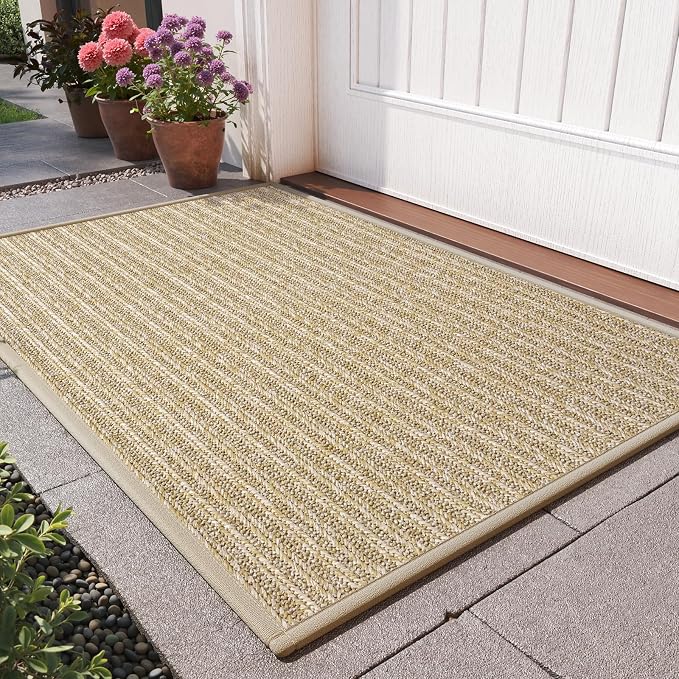 Front Door Mat 17"x30", Heavy Duty Waterproof Dirt Trapping Non-Slip Doormats by QiCaiJia