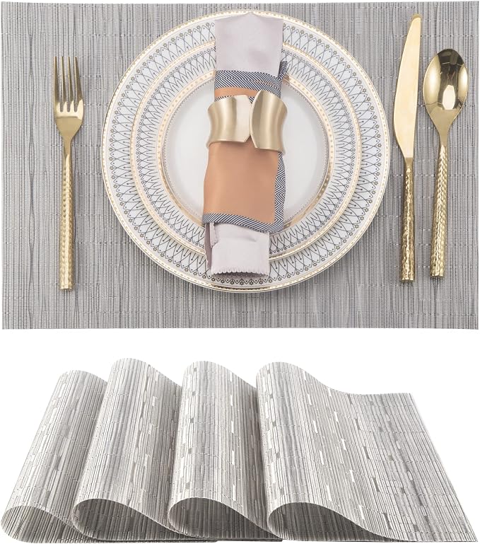SLKQG Sliver Placemats Set of 4 by SLKQG