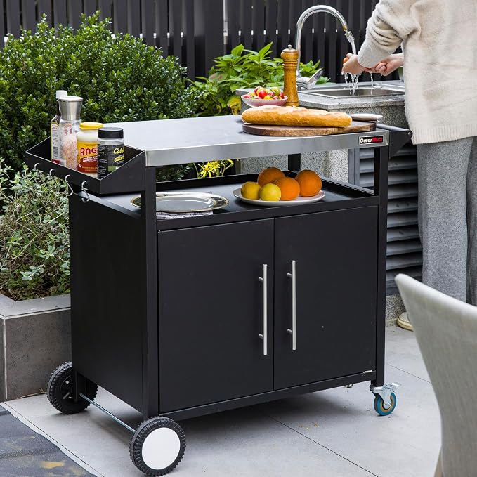Grill Table Outdoor Kitchen Cabinet, Moveable Outdoor Prep Table & Bar - Image 2