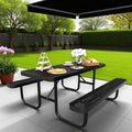 6 FT Metal Picnic Tables for Outside, Outdoor Coated Steel Heavy Duty by HIMcup