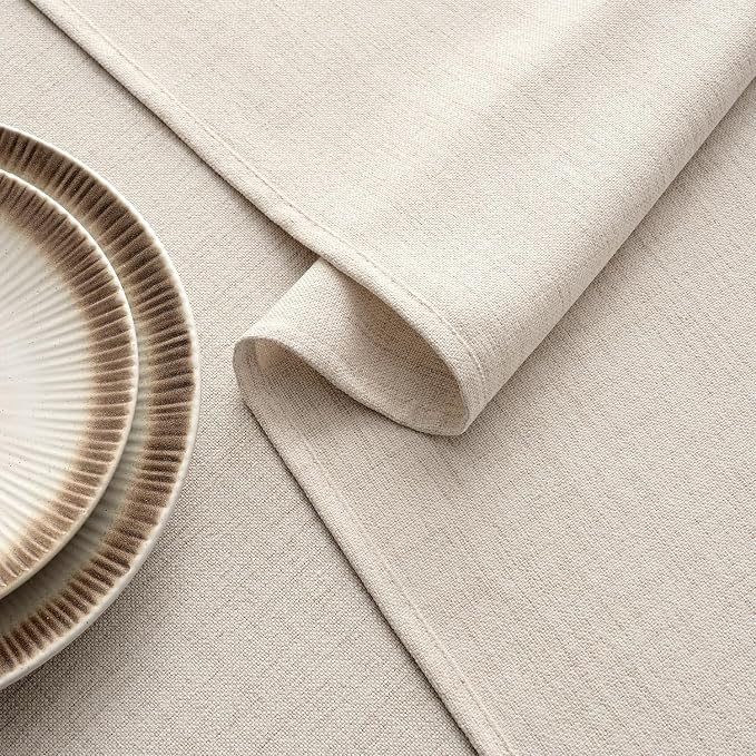 MIULEE Grayish White Linen Polyester Tablecloth 60x104 Inch Spring Rectangle - Image 3
