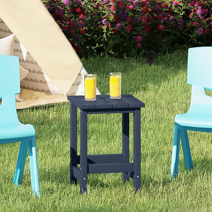 Costaelm Kids Outdoor Side Table, Small Patio HDPE Adirondack Square Table - Image 2