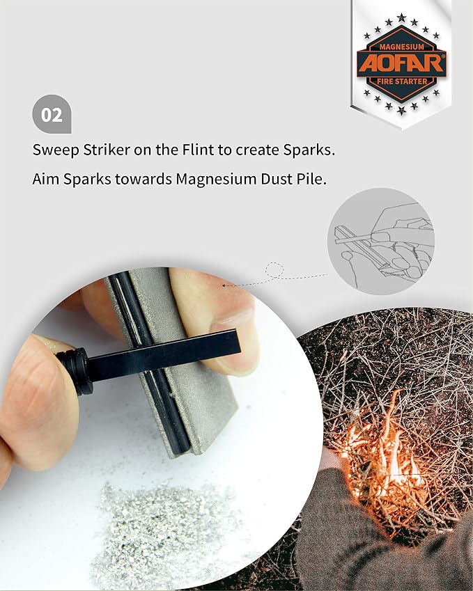 AOFAR Magnesium Fire Starter AF-374 Waterproof Fire Steel Pouch - Image 4