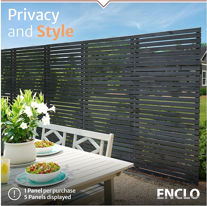Decorative Fence Privacy Screen, Charcoal Cedar Wood, 6 ft x 38 in Panel