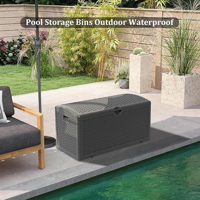 90 Gallon Resin Deck Box, Waterproof Outdoor Storage Bin - Image 8