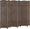 HOMCOM 6 Panel Room Divider, Hand-Woven Freestanding Wall Partition by HOMCOM