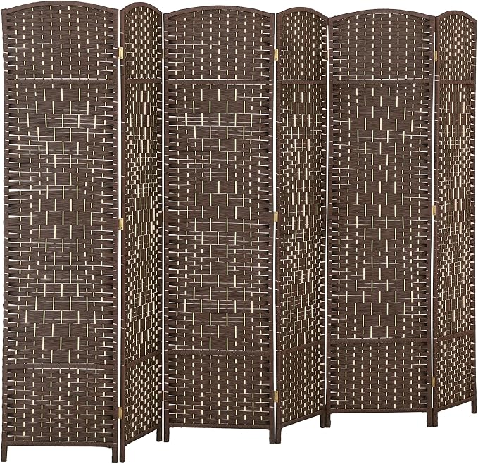 HOMCOM 6 Panel Room Divider, Hand-Woven Freestanding Wall Partition by HOMCOM