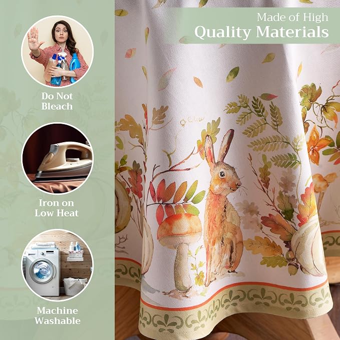 Maison d' Hermine Table Cloth Round Table 100% Cotton 69 Inches Fall Tablecloth - Image 3