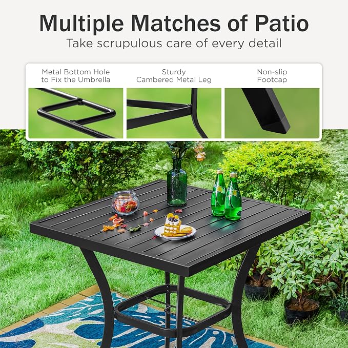 PHI VILLA Outdoor Patio 31" Square Height Bar Table - Image 3