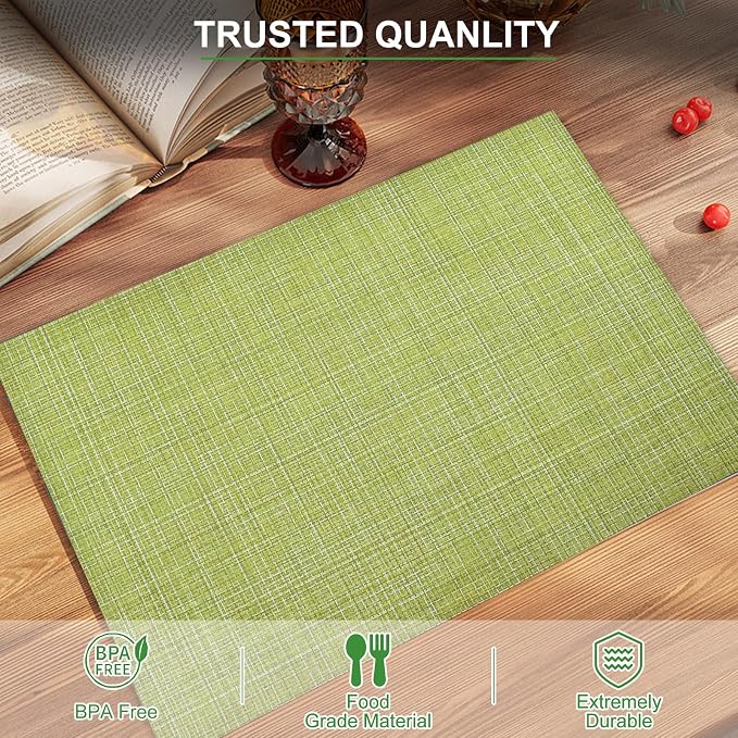 BETEAM Placemats Set of 6, Woven Vinyl Placemat - Image 2
