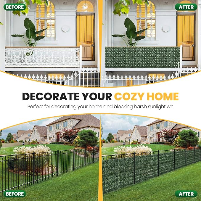 Artificial Ivy Privacy Fence Screen, 240X40 in Privacy Fence Panels Balcony - Image 6