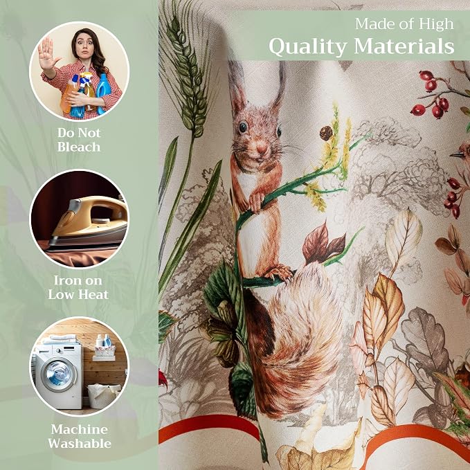 Maison d' Hermine Table Cloth Round Table 100% Cotton 63 Inches Fall Tablecloth - Image 3