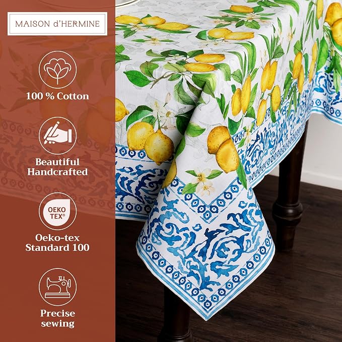 Maison d' Hermine Table Cloth Rectangle Table 100% Cotton 60 x 90 Inches - Image 2