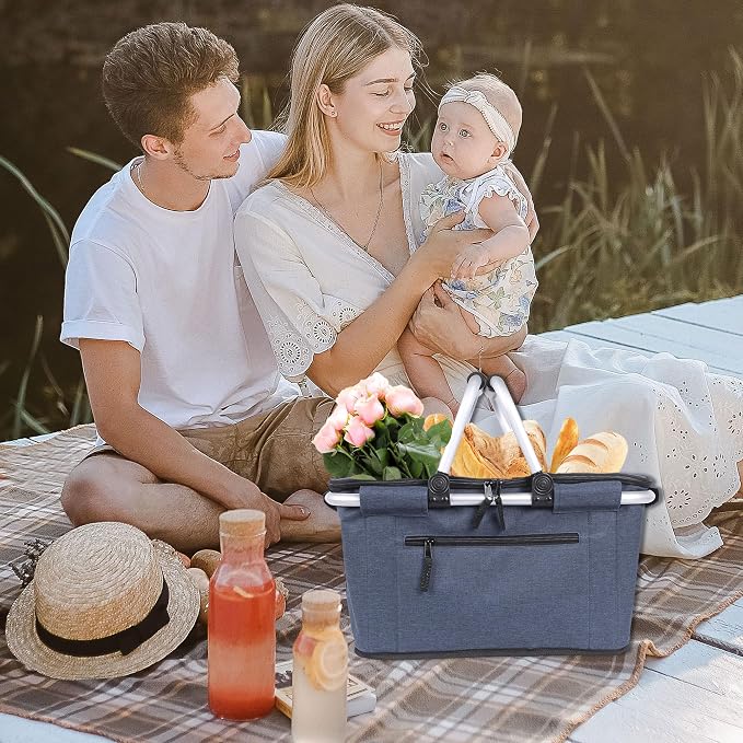 Picnic Basket, SIYUAN Collapsible Shopping Basket - Image 6
